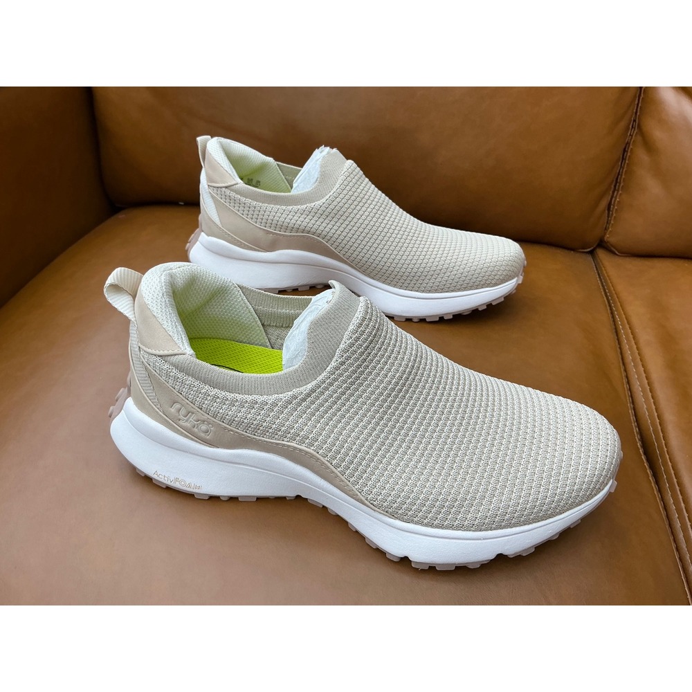 Ryka Jumpstart Sneaker Womens 9.5 Taupe New Slip On Knit Walking Shoe